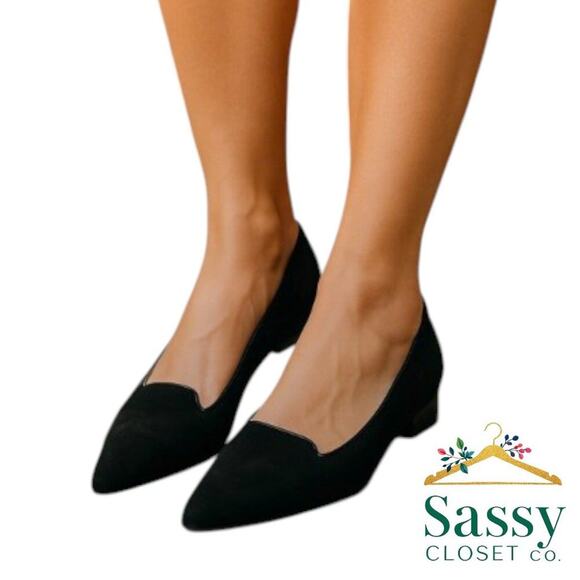 TALBOTS Suede Shoes – Black Flats, Preppy Office Style, Sz 8.5 - Picture 1 of 6